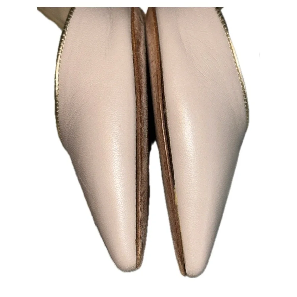 KATE SPADE NEW‎ YORK Leather T-Strap Pointed Toe Italy Pumps Nude Heels | Sz 7B
